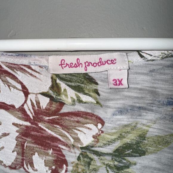 Fresh Produce T-Shirt White Floral Flamingo Print Tropical Vacation Tee Size 3X - Picture 2 of 6